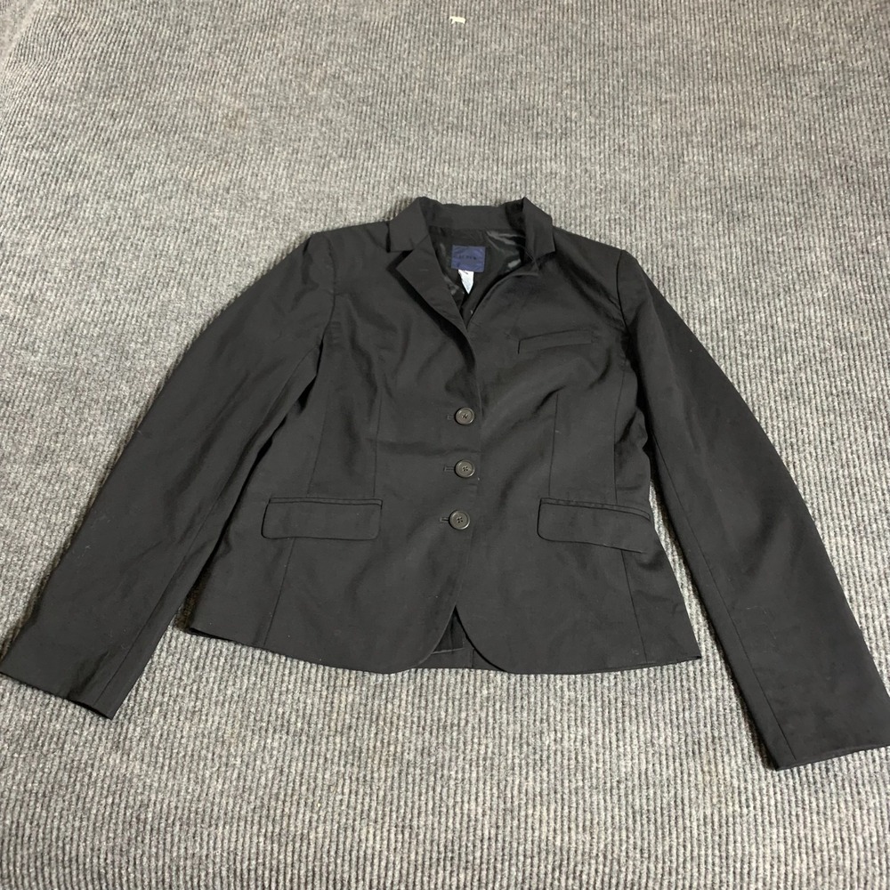 J‎ Crew Blazer Womens 10 Black Sports Coat Wool Blend Lightweight Schoolboy Work